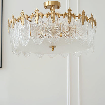 Blomformad glastaklampa i retrostil – lyxig koppar plafond för vardagsrum, matsal och