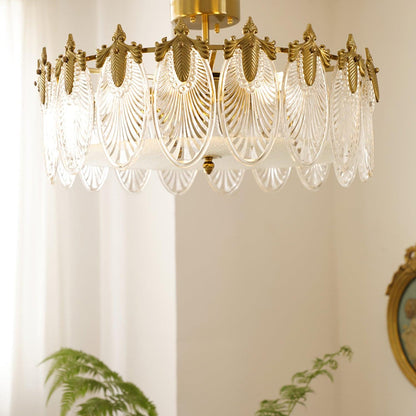 Blomformad glastaklampa i retrostil – lyxig koppar plafond för vardagsrum, matsal och