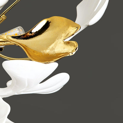 Keramisk taklampa i japandi stil – elegant plafond i vitt och guld för vardagsrum, sovrum och hall