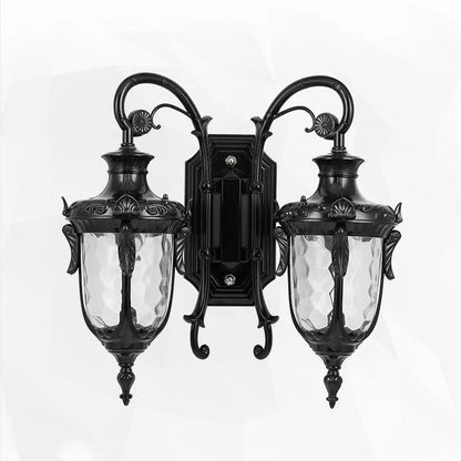 Dubbel vägglampa i europeisk retrostil med aluminium och härdat glas