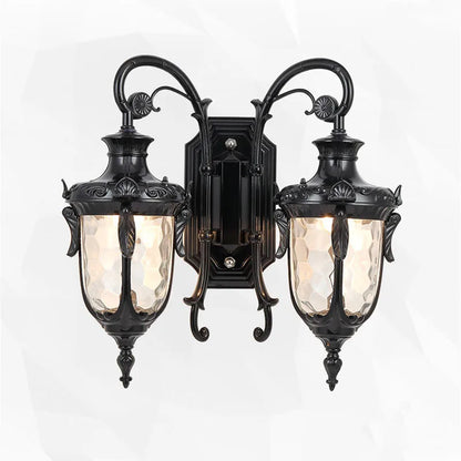 Dubbel vägglampa i europeisk retrostil med aluminium och härdat glas