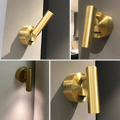 Vägglampa i mässing med LED och strömbrytare – elegant belysning för sovrum och vardagsrum