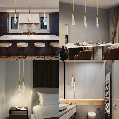 Måninspirerad pendellampa i glas med justerbar höjd och varm LED-belysning