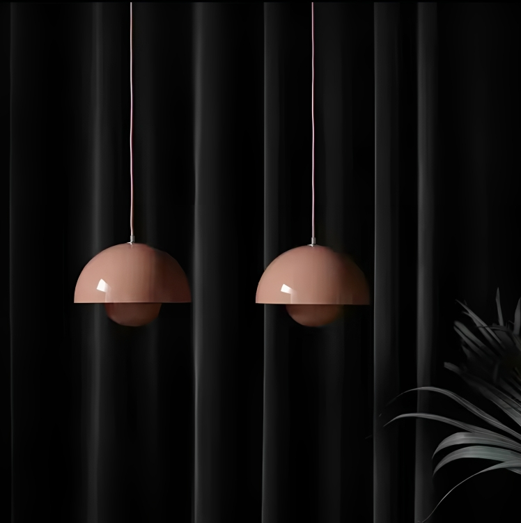 Dansk design taklampa med blomformad halvcirkelskärm och varm LED belysning för kök matsal och vardagsrum