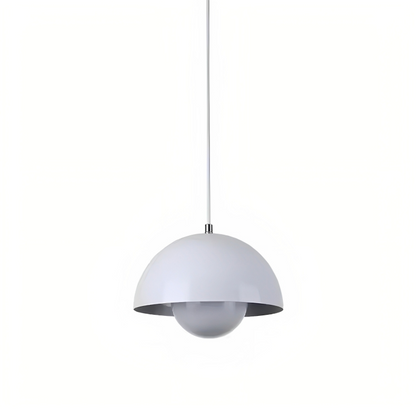 Dansk design taklampa med blomformad halvcirkelskärm och varm LED belysning för kök matsal och vardagsrum