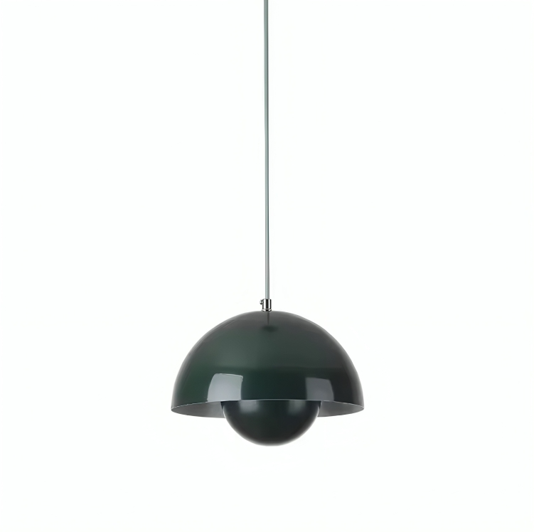 Dansk design taklampa med blomformad halvcirkelskärm och varm LED belysning för kök matsal och vardagsrum