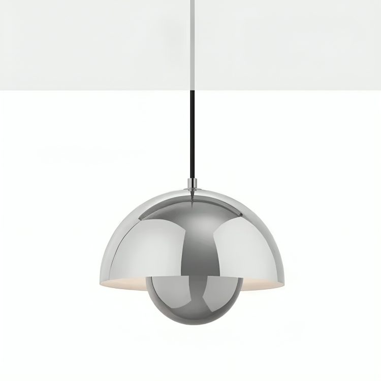 Dansk design taklampa med blomformad halvcirkelskärm och varm LED belysning för kök matsal och vardagsrum