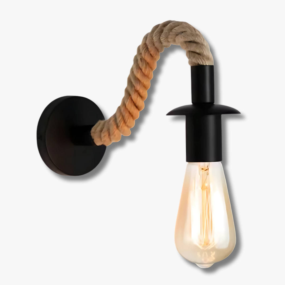 Noster | Vägglampa i järn med hamparep och rustik design för hemmet