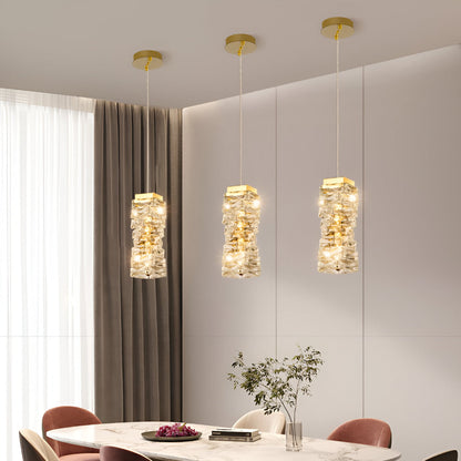Kristall pendellampa med justerbar höjd och LED-ljus för sovrum hall entré