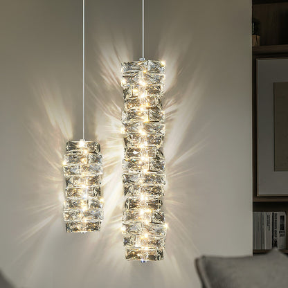 Kristall pendellampa med justerbar höjd och LED-ljus för sovrum hall entré