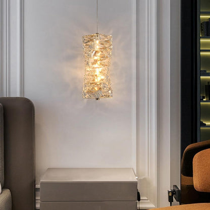 Kristall pendellampa med justerbar höjd och LED-ljus för sovrum hall entré