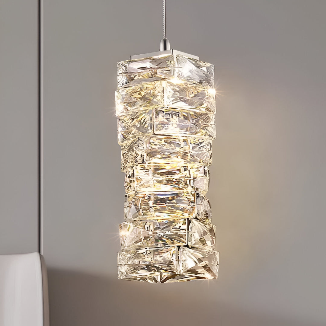 Kristall pendellampa med justerbar höjd och LED-ljus för sovrum hall entré