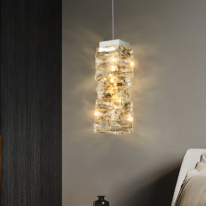 Kristall pendellampa med justerbar höjd och LED-ljus för sovrum hall entré