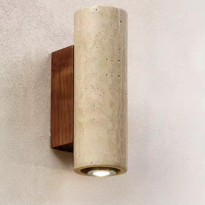 Travertino | Vägglampa i natursten med LED och E27 glödlampa för sovrum och vardagsrum