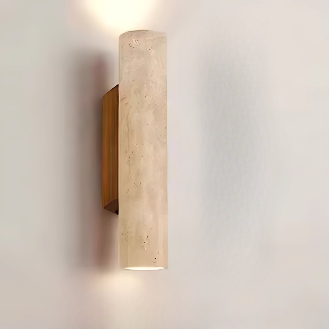 Travertino | Vägglampa i natursten med LED och E27 glödlampa för sovrum och vardagsrum