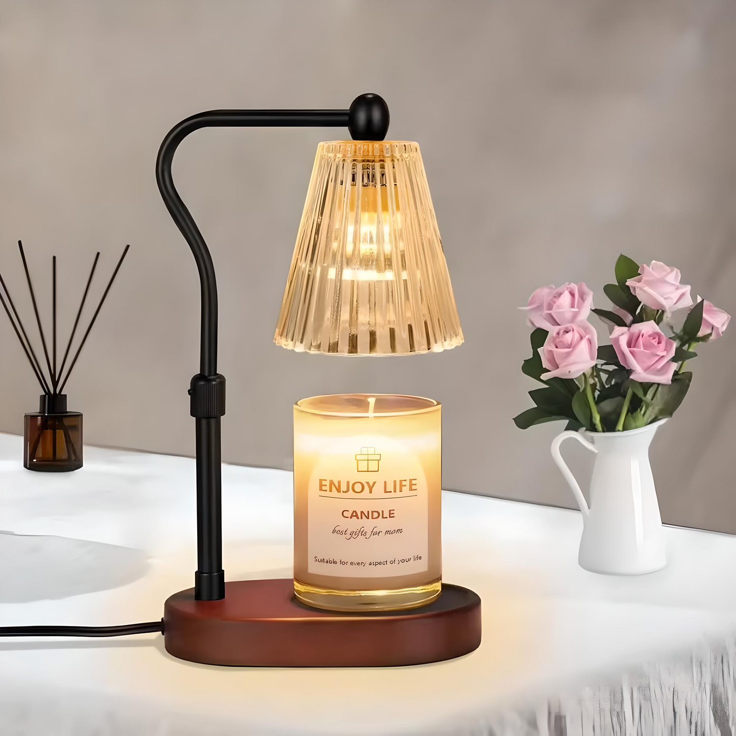 Nordlume | Nordisk glas ljusvärmare lampa med timerfunktion och dimning