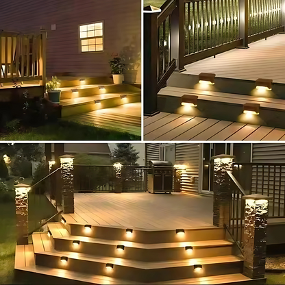 Stepglow | Solcellsdriven LED trapp- och altanbelysning – vattentät för utomhusbruk