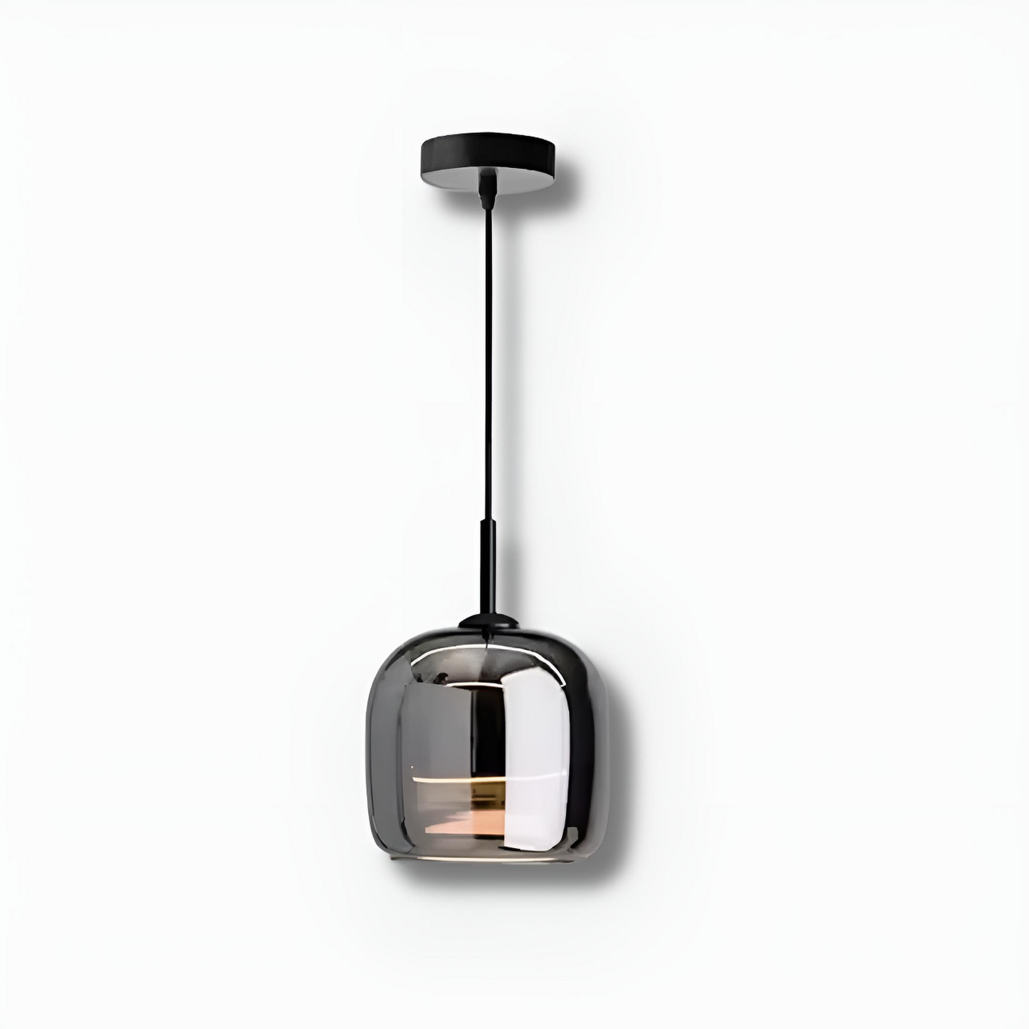 Nordisk glas pendellampa i grå ton med dimbar LED för vardagsrum sovrum matsal