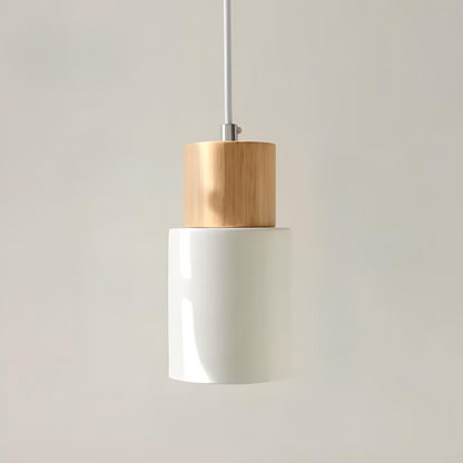 Minimalistisk pendellampa i trä och metall för sovrum, matsal och bar