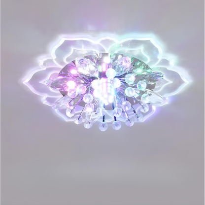 Modern taklampa med kristalldetaljer i blomdesign