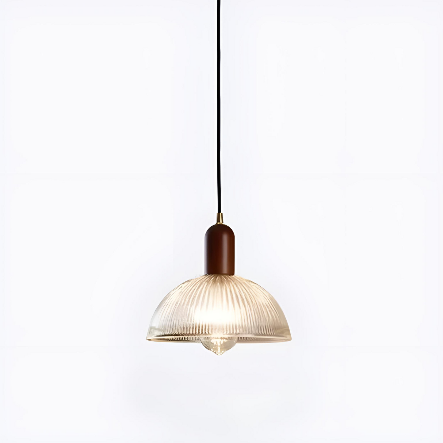 Modern pendellampa i glas och trä för matsal, vardagsrum och sovrum