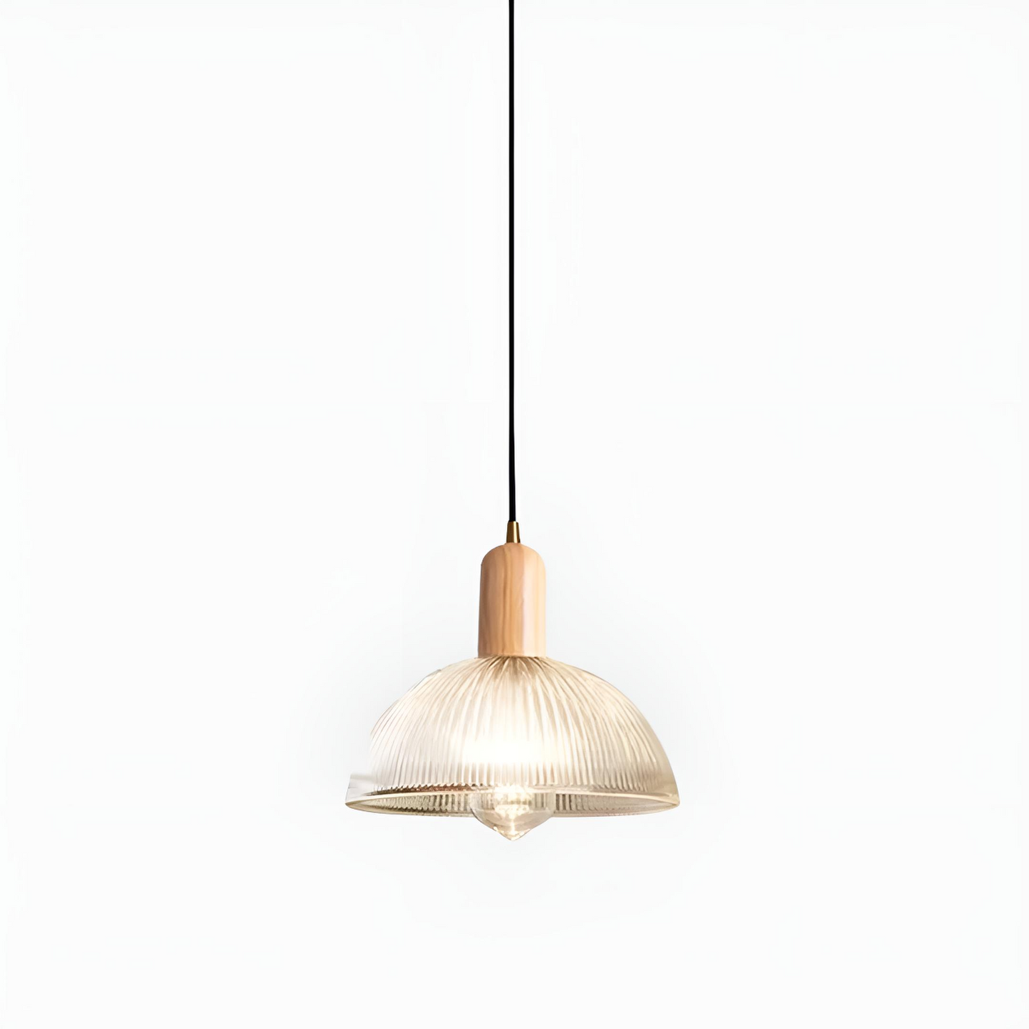 Modern pendellampa i glas och trä för matsal, vardagsrum och sovrum