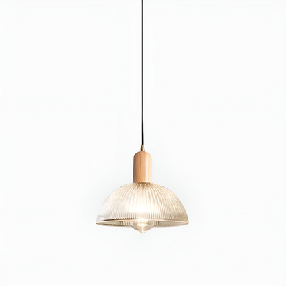 Modern pendellampa i glas och trä för matsal, vardagsrum och sovrum