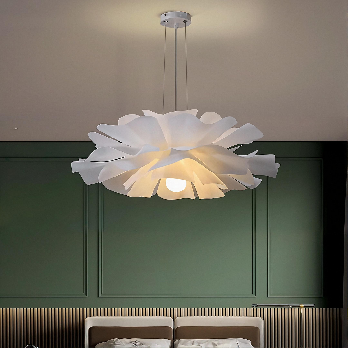 Romantisk taklampa med vit blomdesign för sovrum matsal vardagsrum