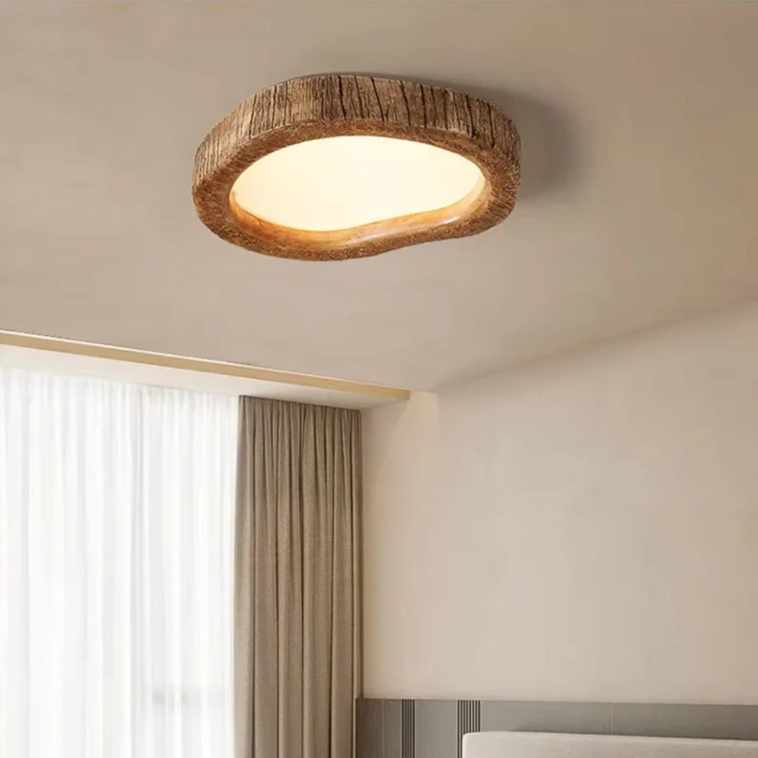Taklampa i resin med träinspirerad design för sovrum vardagsrum matsal