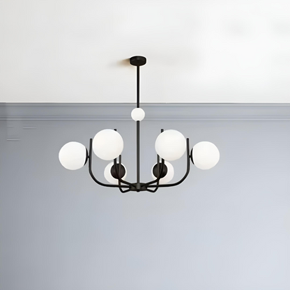 Nordisk takkrona i modern design med vita glaskupor för matsal vardagsrum