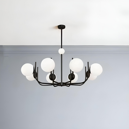 Nordisk takkrona i modern design med vita glaskupor för matsal vardagsrum