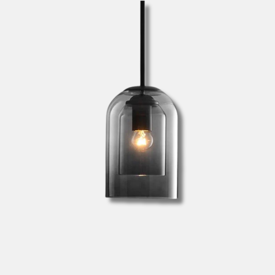 Modern pendellampa i glas med dubbel skärm och justerbar kabel för matsal och vardagsrum