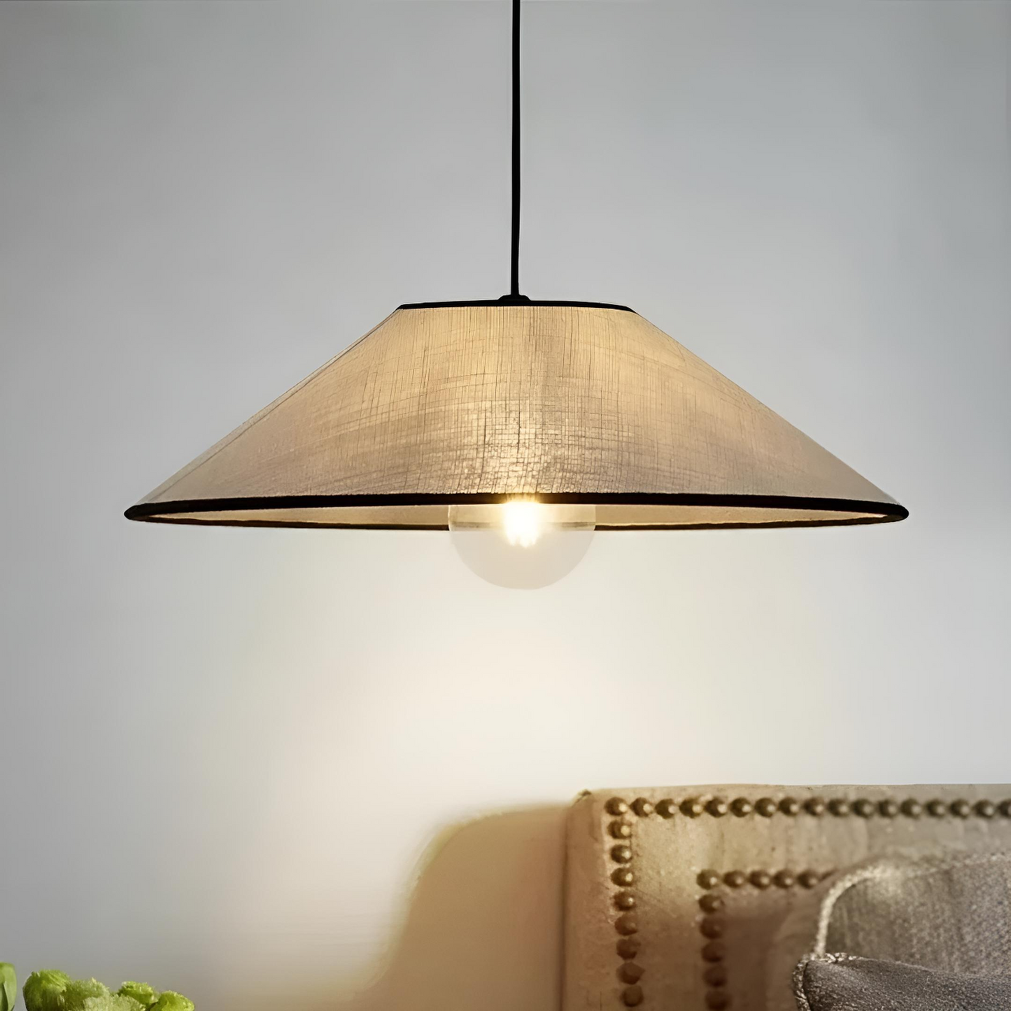 Pendellampa i tygskärm nordisk modern design taklampa för vardagsrum matsal sovrum