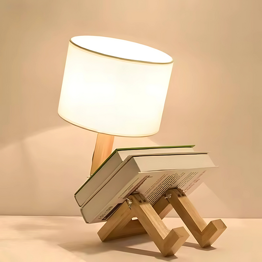 Mello | Bordslampa i trä med tygskärm och stilren design för heminredning