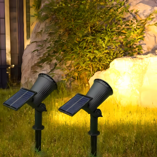 Sunglide | Solcellsdrivna spotlights för trädgård och flaggstång – vattentäta LED