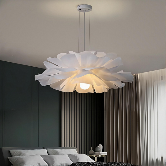 Romantisk taklampa med vit blomdesign för sovrum matsal vardagsrum