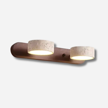 Tanso | Japanskinspirerad vägglampa i marmor och trä med mjukt LED-sken