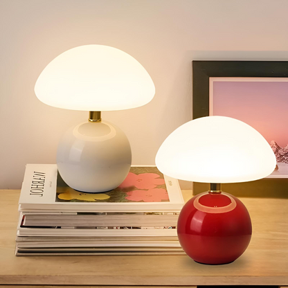 Modern Svamplampa – Metallisk LED Bordslampa för Sovrum & Inredning