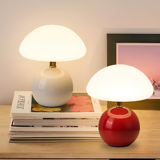 Modern Svamplampa – Metallisk LED Bordslampa för Sovrum & Inredning