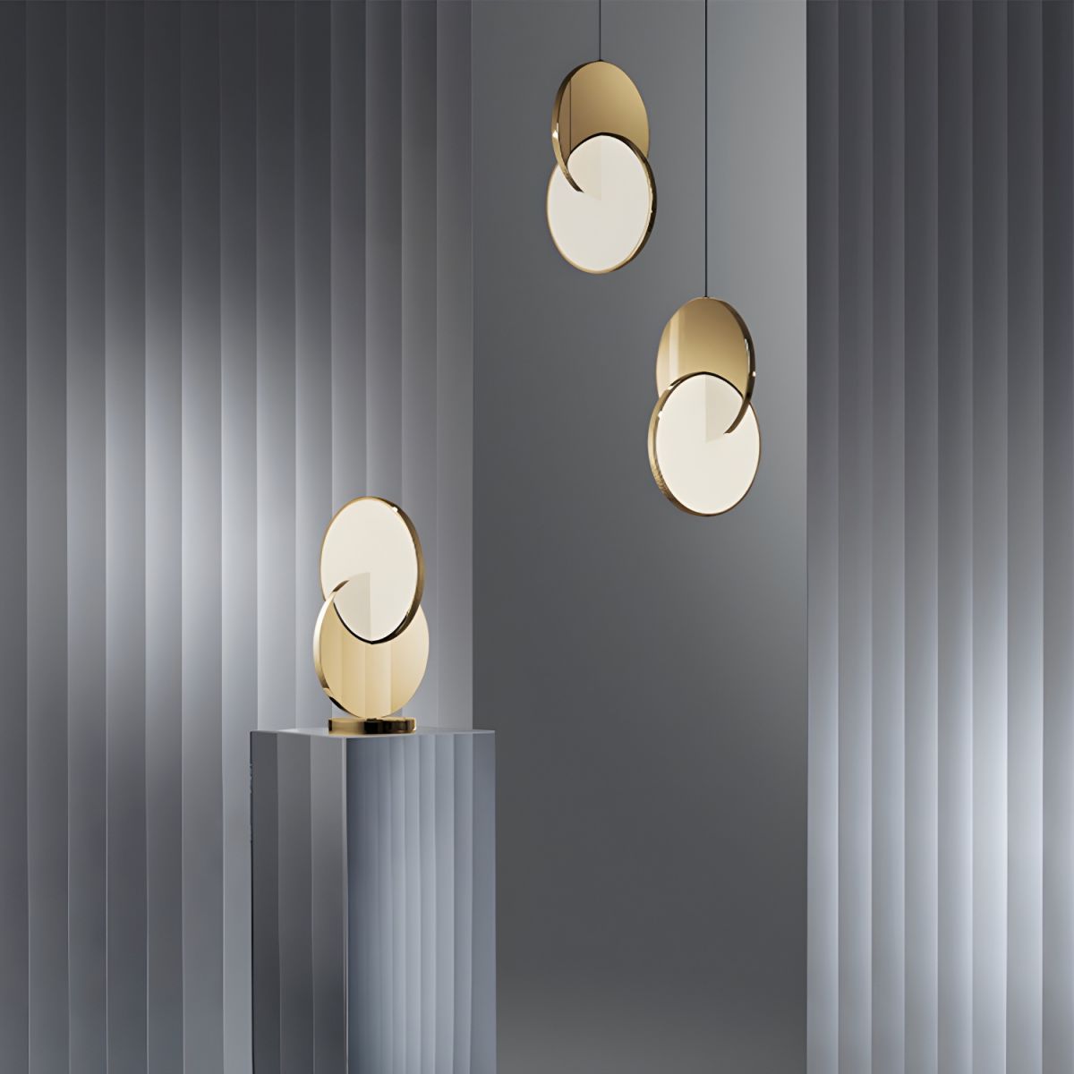 Nordisk LED pendellampa i dubbel rund design för matsal vardagsrum kök och hall