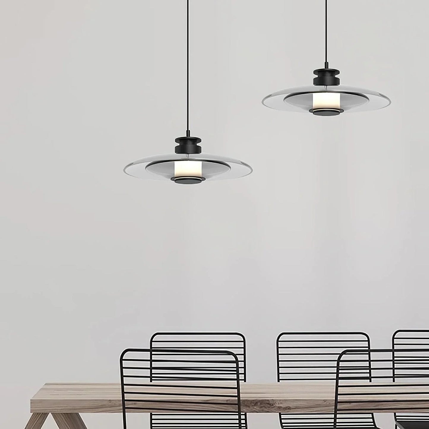 Modern rund LED pendellampa i glas och aluminium för kök matsal och sovrum