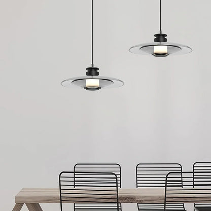 Modern rund LED pendellampa i glas och aluminium för kök matsal och sovrum
