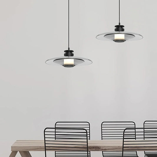 Modern rund LED pendellampa i glas och aluminium för kök matsal och sovrum