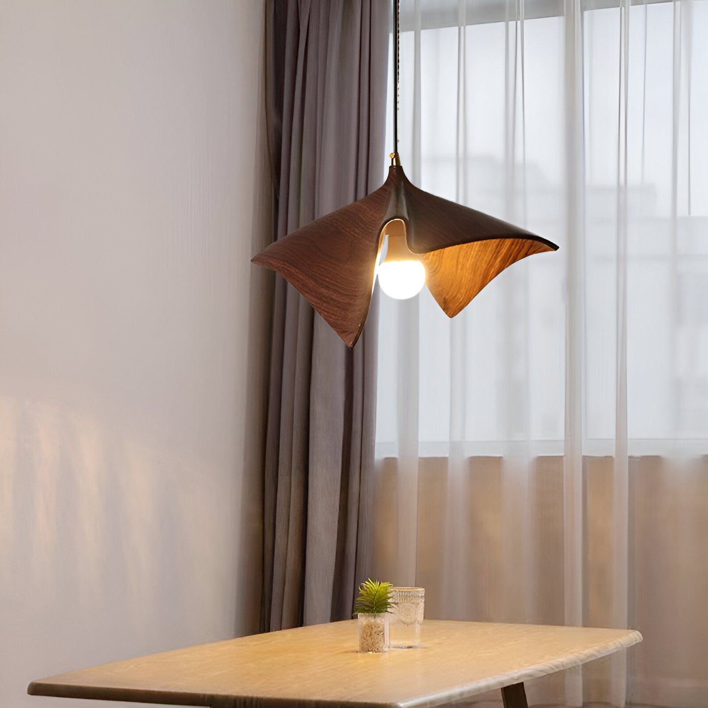 Nordisk japansk pendellampa i resin med LED för kök matsal vardagsrum och sovrum