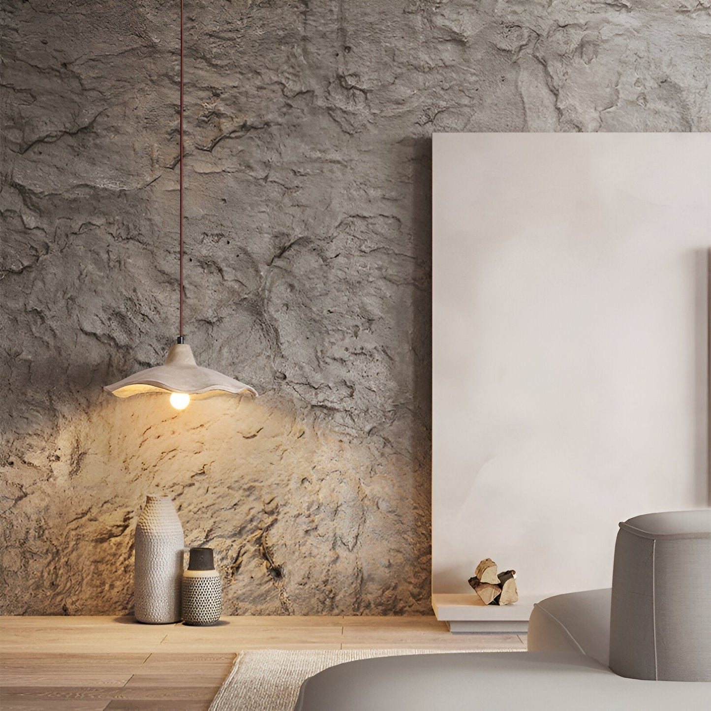 Nordisk cementpendel blomformad taklampa i wabi-sabi stil för hem och hotell