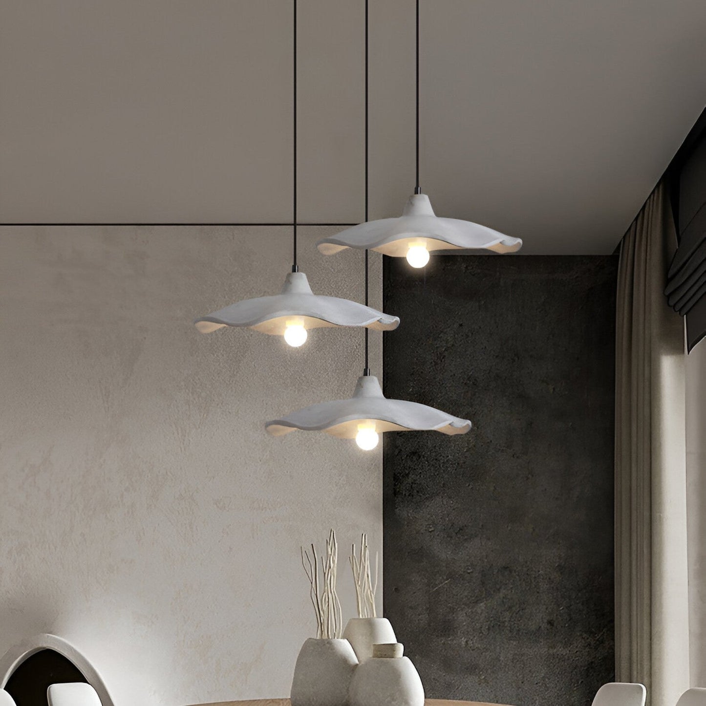 Nordisk cementpendel blomformad taklampa i wabi-sabi stil för hem och hotell