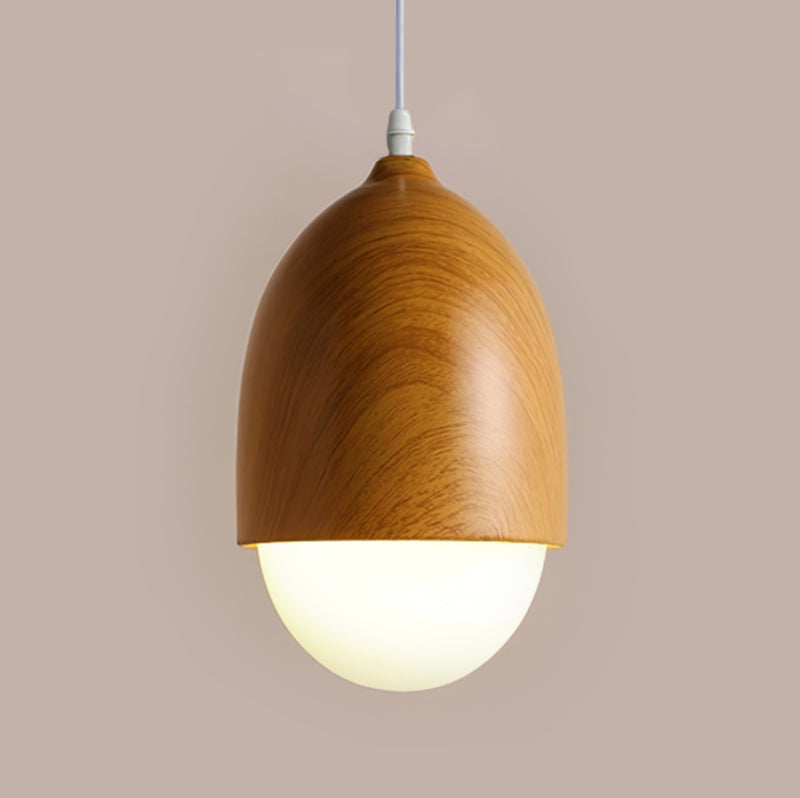 Modern taklampa i frostat glas och träfinish med justerbar höjd för kök matsal vardagsrum