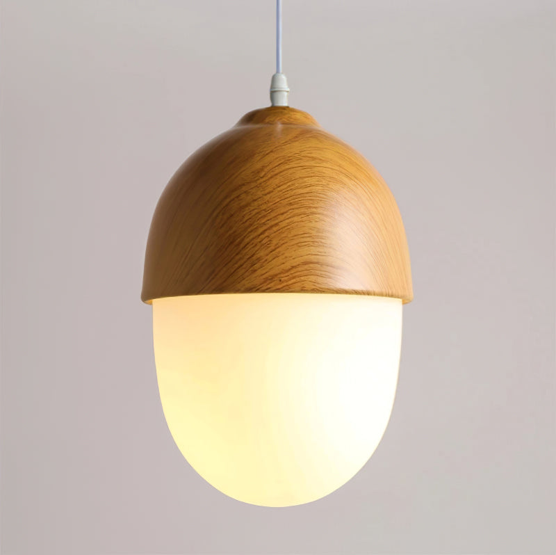 Modern taklampa i frostat glas och träfinish med justerbar höjd för kök matsal vardagsrum