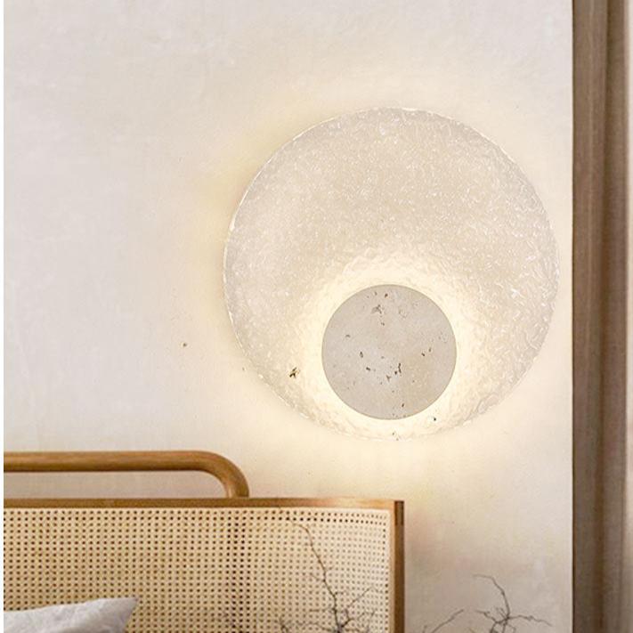 Modern cirkulär LED vägglampa i akryl och sten för sovrum hall vardagsrum