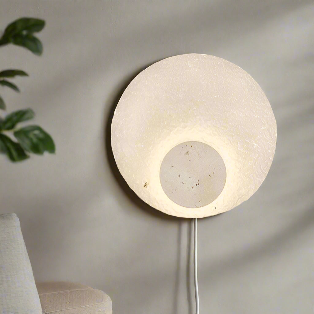 Modern cirkulär LED vägglampa i akryl och sten för sovrum hall vardagsrum